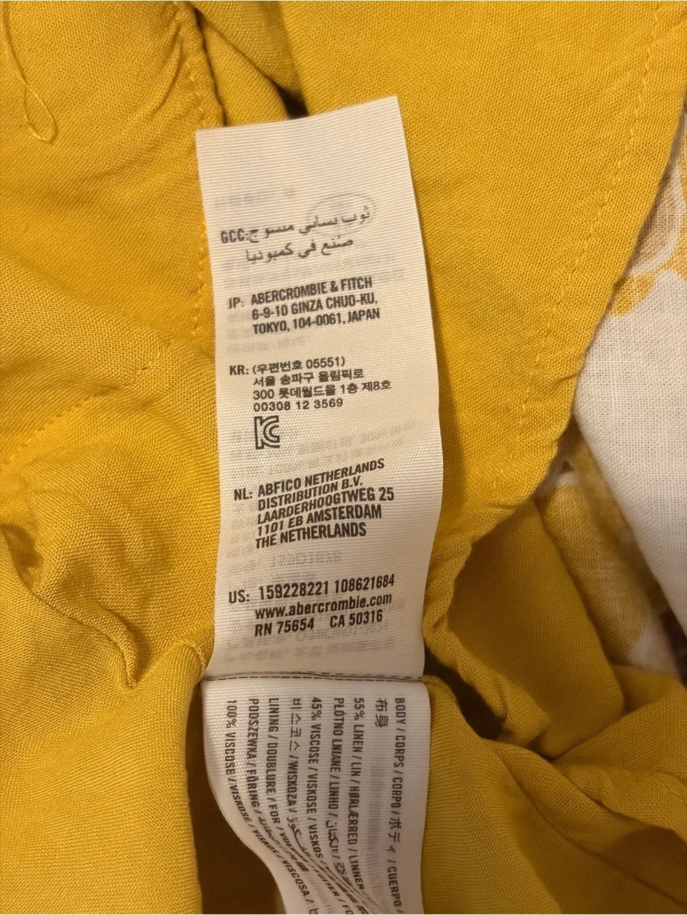 Abercrombie & Fitch Yellow Floral Maxi Dress with V-Neck and Side Slit